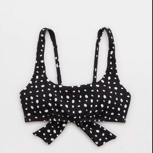 AERIE Real good ribbed tie-back scoop bikini top!